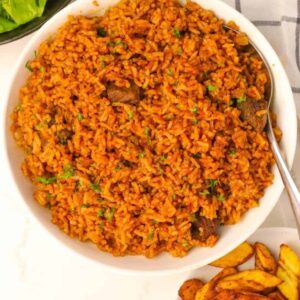 Savory West African Jollof Rice w Grilled Chicken