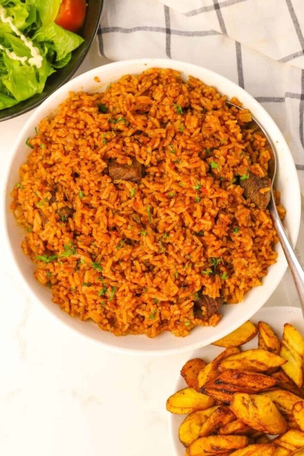 Savory West African Jollof Rice w Grilled Chicken